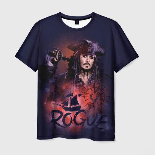 Мужская 3D футболка с принтом Капитан Джек Воробей - Rogue, вид спереди #2