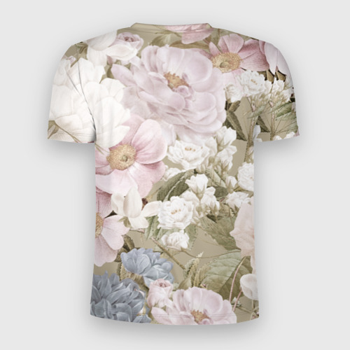 Мужская футболка 3D Slim с принтом Цветы Английский Садовый Узор, вид сзади #1
