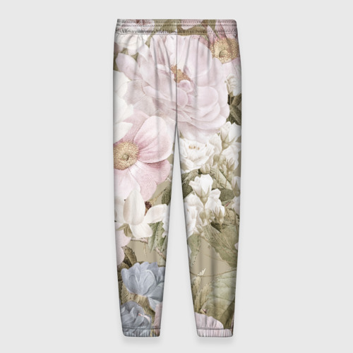 Мужские брюки 3D с принтом Цветы Английский Садовый Узор, вид сзади #1