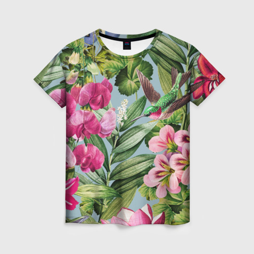Женская футболка 3D с принтом Цветы Эдема, вид спереди #2