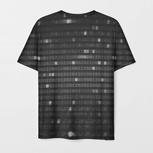 Мужская 3D футболка с принтом Cyberpunk2077 Джонни с бокалом, вид сзади #1