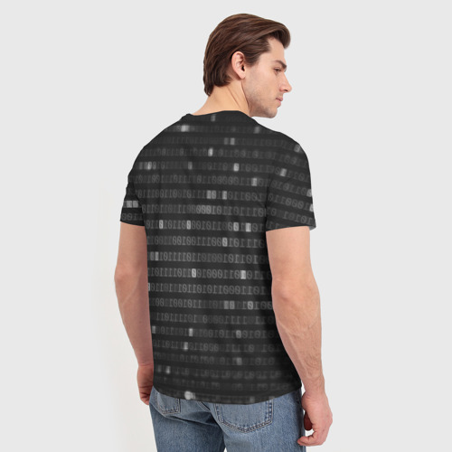 Мужская 3D футболка с принтом Cyberpunk2077 Джонни с бокалом, вид сзади #2
