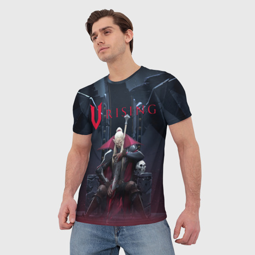 Мужская футболка 3D с принтом Вампир на троне V Rising, фото на моделе #1