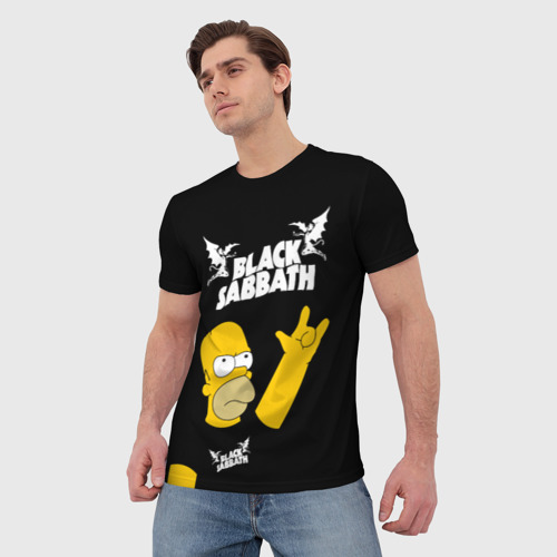 Мужская футболка 3D с принтом Black Sabbath Гомер Симпсон Simpsons, фото на моделе #1