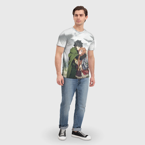 Мужская футболка 3D с принтом Наофуми и Рафталия Восхождение героя щита, вид сбоку #3