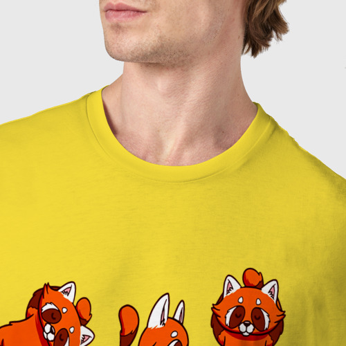 Мужская футболка хлопок с принтом Йога красной панды, фото #4