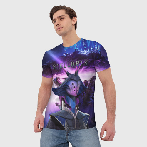 Мужская футболка 3D с принтом Stellaris Стелларис, фото на моделе #1