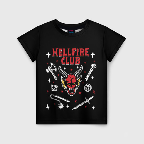 Детская футболка 3D с принтом Hellfire club Stranger things, вид спереди #2