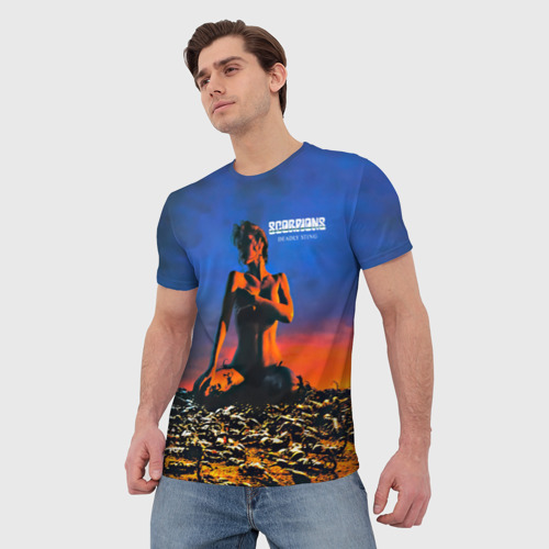 Мужская футболка 3D с принтом Deadly Sting - Scorpions, фото на моделе #1