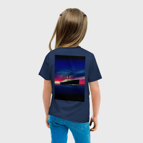 Детская футболка с принтом Лайнер Титаник, вид сзади #2