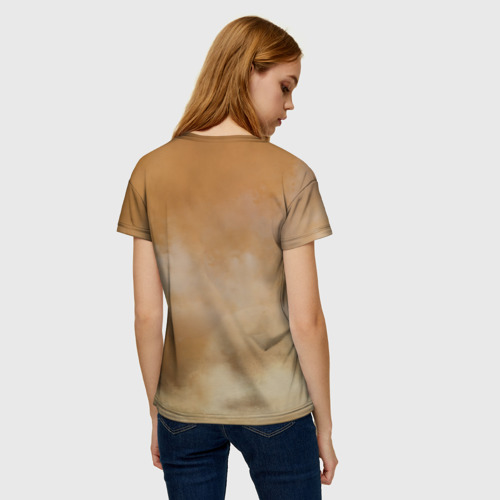 Женская футболка 3D с принтом Bay horse гнедой конь, вид сзади #2