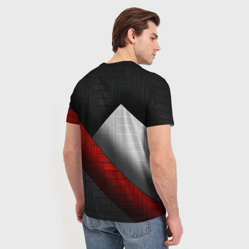 Мужская футболка 3D с принтом Россия Спорт / Текстура Плиты, вид сзади #2