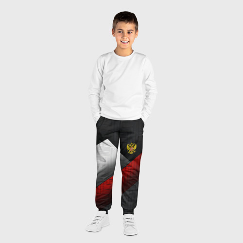 Детские брюки 3D с принтом Россия Спорт / Текстура Плиты, вид сбоку #3