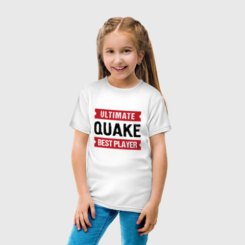 Детская футболка хлопок с принтом Quake: таблички Ultimate и Best Player, вид сбоку #3