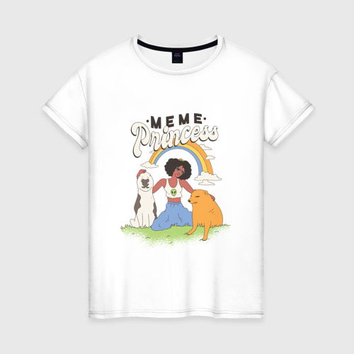 Женская футболка хлопок с принтом Принцесса мемов Meme Princess Мемная принцесса, вид спереди #2