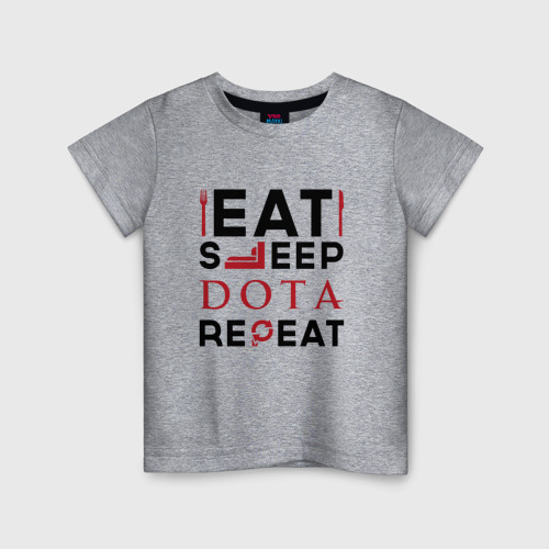 Детская футболка хлопок с принтом Надпись: Eat Sleep Dota Repeat, вид спереди #2