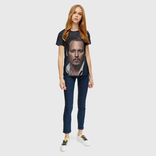 Женская футболка 3D с принтом Джонни Депп Johnny Depp, вид сбоку #3