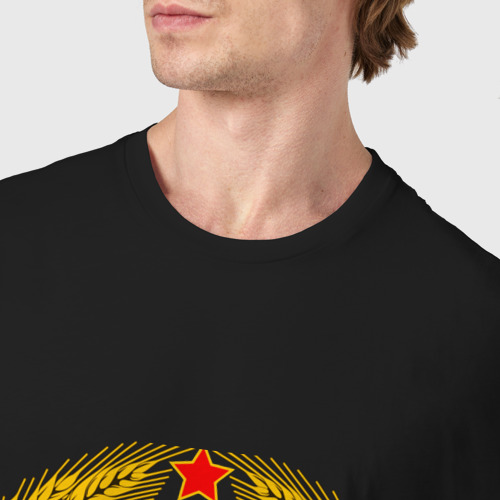 Мужская футболка хлопок с принтом Герб ссср без фона, фото #4