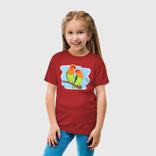 Детская футболка хлопок с принтом Птицы Неразлучники, вид сбоку #3