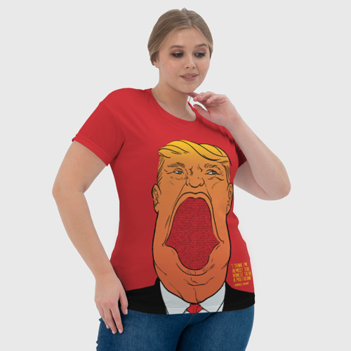 Женская футболка 3D с принтом Дональд Трамп на красном фоне, фото #4