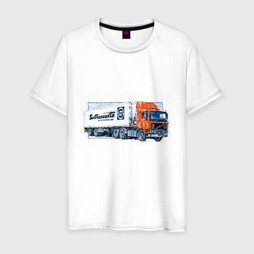 Мужская футболка хлопок с принтом Совтрансавто - Volvo F12, вид спереди #2