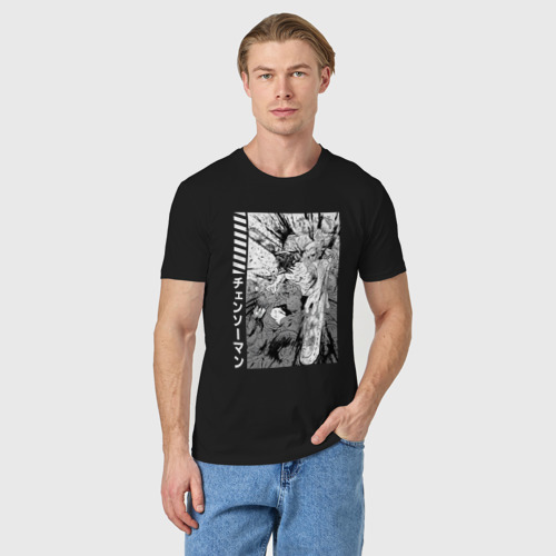 Мужская футболка хлопок с принтом Человек-Бензопила Chainsaw Man, фото на моделе #1