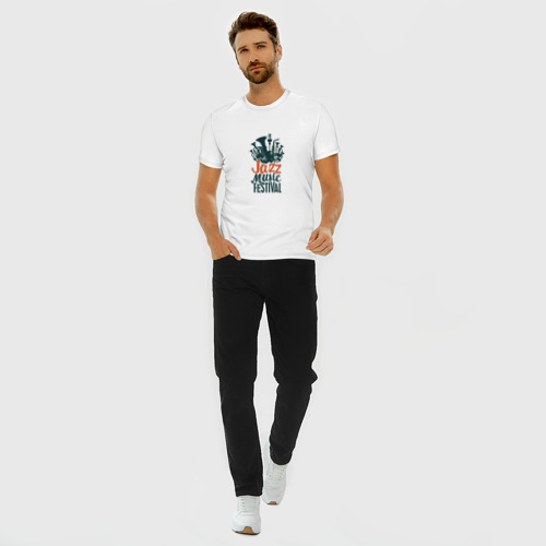 Мужская футболка хлопок Slim с принтом Jazz - Festival, вид сбоку #3