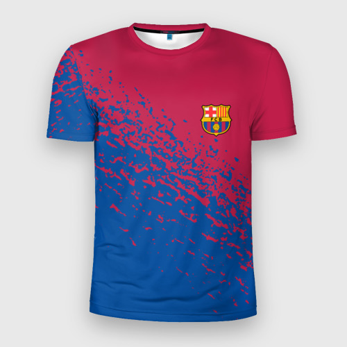 Мужская футболка 3D Slim с принтом Barcelona маленькое лого, вид спереди #2