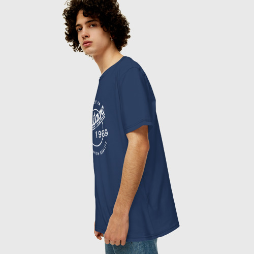 Мужская футболка хлопок Oversize с принтом Винтаж 1969 премиум качество, вид сбоку #3