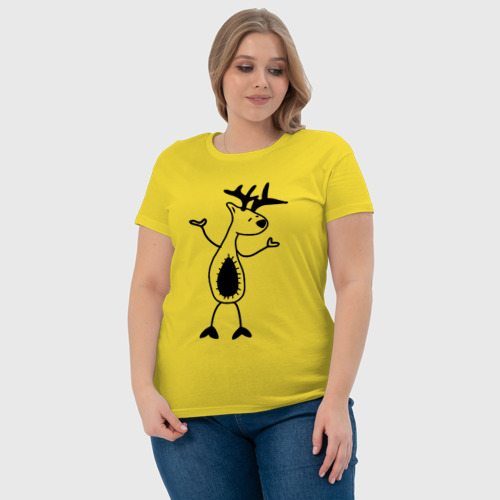 Женская футболка хлопок с принтом Танцующий лось, фото #4