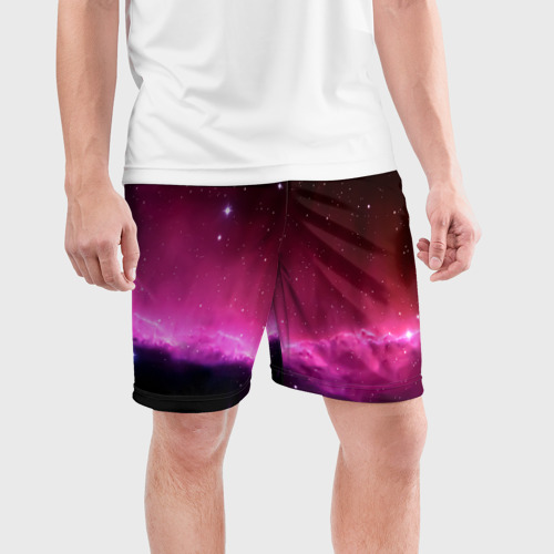 Мужские шорты спортивные с принтом Night Nebula, фото на моделе #1