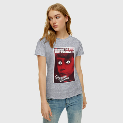 Женская футболка хлопок с принтом Children of the Damned (1964), фото на моделе #1