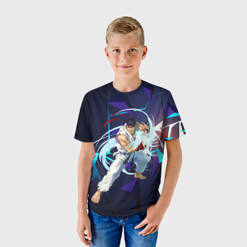 Детская футболка 3D с принтом Рю-Street Fighter, фото на моделе #1