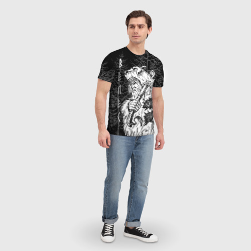 Мужская 3D футболка с принтом Велес  славянский бог, вид сбоку #3