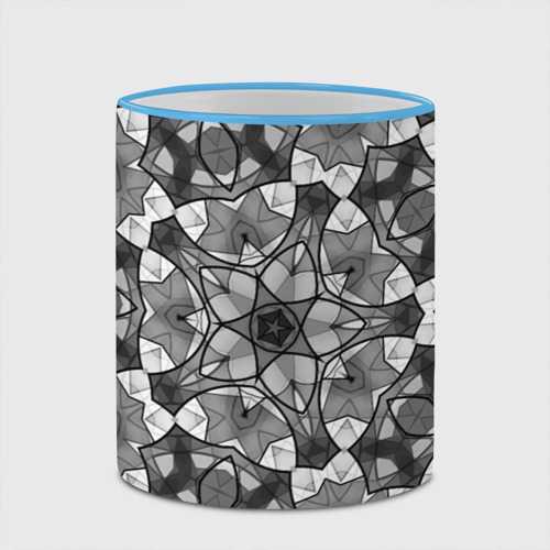 Кружка с полной запечаткой с принтом Черно-белый геометрический мозаичный узор, фото #4
