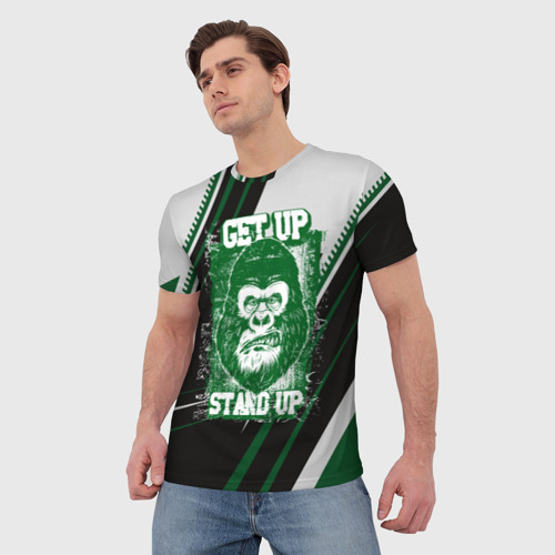 Мужская 3D футболка с принтом Голова злой гориллы, фото на моделе #1