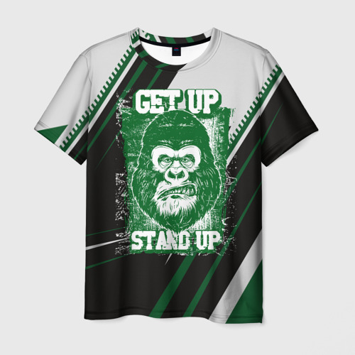 Мужская 3D футболка с принтом Голова злой гориллы, вид спереди #2