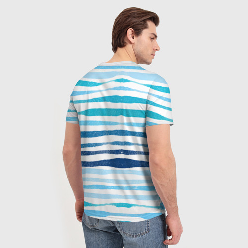 Мужская 3D футболка с принтом Синий  крабик, вид сзади #2