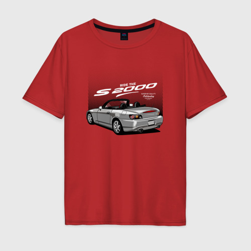Мужская футболка хлопок Oversize с принтом Honda S2000 Хонда 2000, вид спереди #2