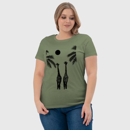 Женская футболка хлопок с принтом Жирафы и пальмы, фото #4