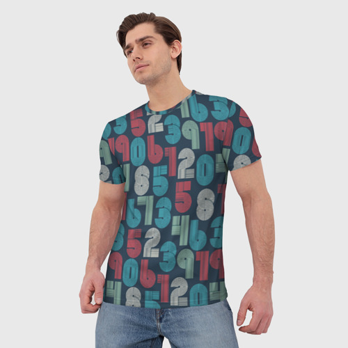Мужская футболка 3D с принтом Цифры в стиле Ретро, фото на моделе #1