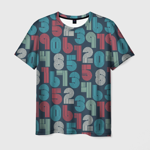 Мужская футболка 3D с принтом Цифры в стиле Ретро, вид спереди #2
