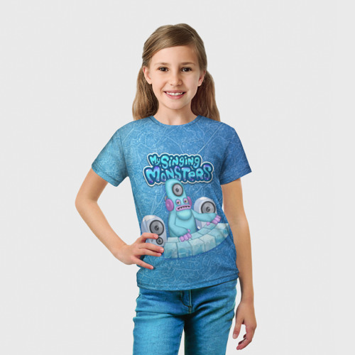 Детская футболка 3D с принтом My singing monsters Дидж Deedge, вид сбоку #3