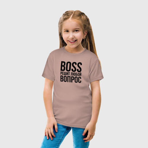 Детская футболка хлопок с принтом Boss решит любой вопрос, вид сбоку #3