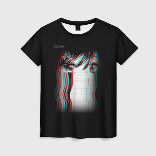 Женская 3D футболка с принтом Sad Neon Girl, вид спереди #2