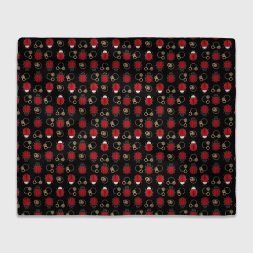 Плед 3D с принтом Красные Божьи коровки на черном фоне ladybug, вид спереди #2