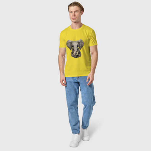 Мужская футболка хлопок с принтом Слон Футболист, вид сбоку #3