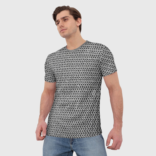 Мужская футболка 3D с принтом Железная кольчуга, фото на моделе #1
