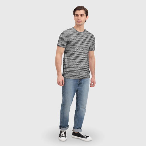 Мужская футболка 3D с принтом Железная кольчуга, вид сбоку #3