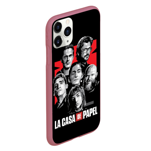 Чехол для iPhone 11 Pro матовый с принтом Бумажный дом La Casa De Papel, вид сбоку #3